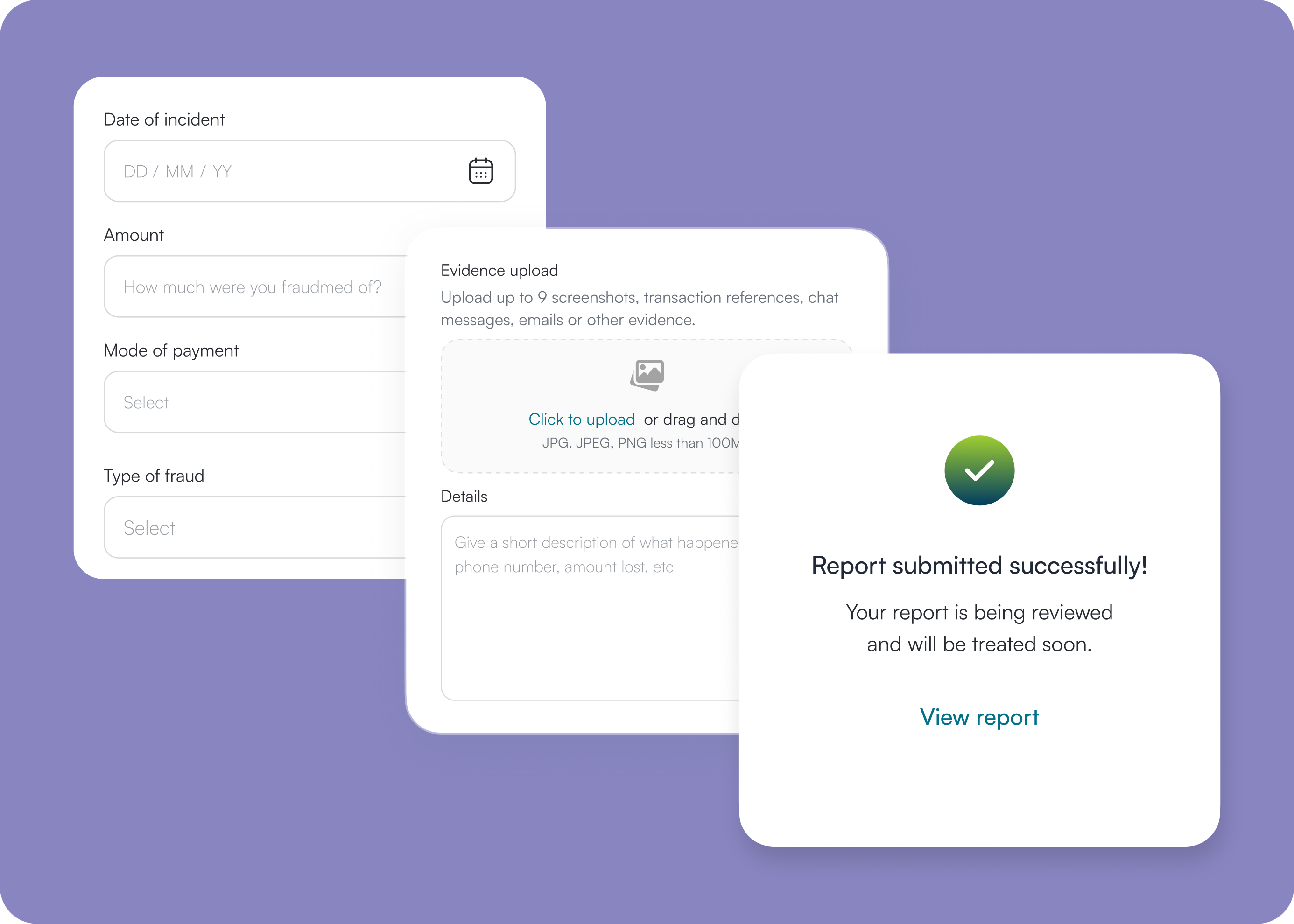 Fraud report flow preview